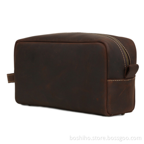 Boshiho vintage leather travel toiletry cosmetic bag